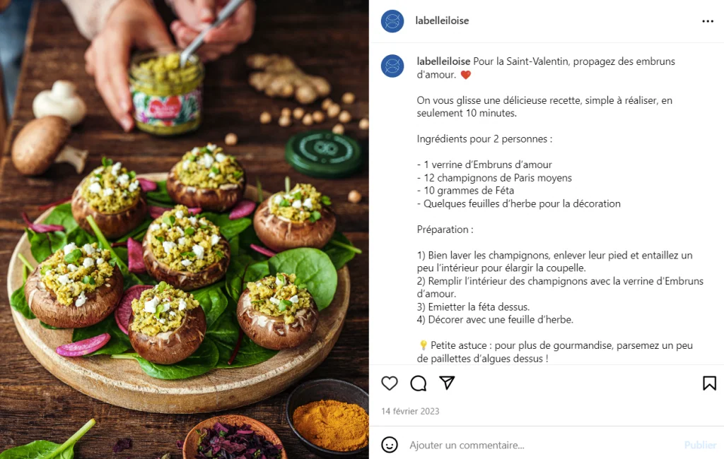 Exemple de post Instagram par La Belle Iloise pour promouvoir un commerce local et mettre en scène les produits